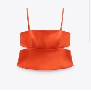 Zara Cropped Cutout Orange Tank